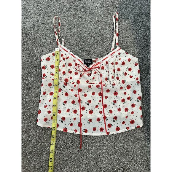 Beverly And Beck Women's Red Rose Print Sleeveless Crop Top Size S - Picture 4 of 5